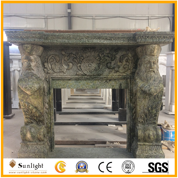 Green marble fireplace surround mante