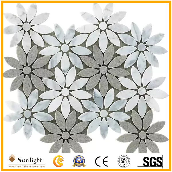 waterjet marble flower mosaic tiles