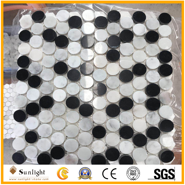 black and white marble mosaic tiles
