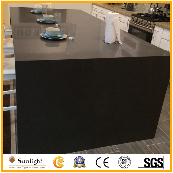 black Quartz Stone Kitchen Countertop