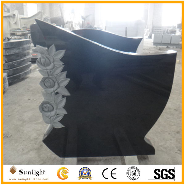 Absolute Black Granite headstone with