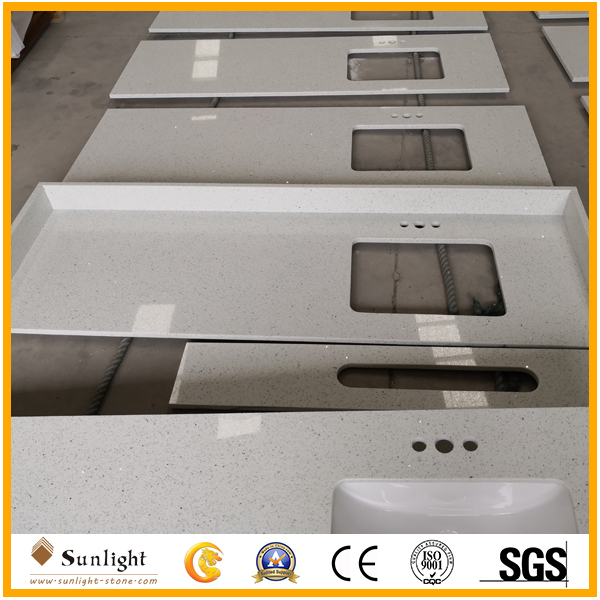 white quartz with glass vanity tops w