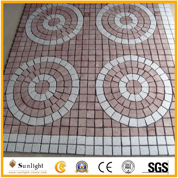 red and grey granite cobblestones