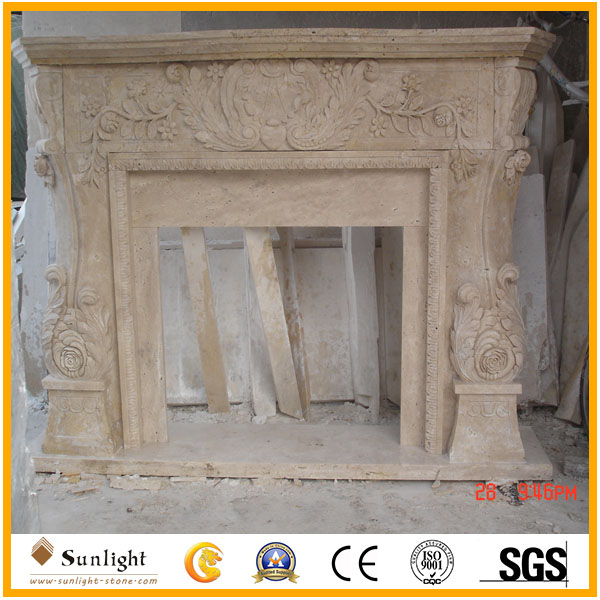 travertine fireplace surround