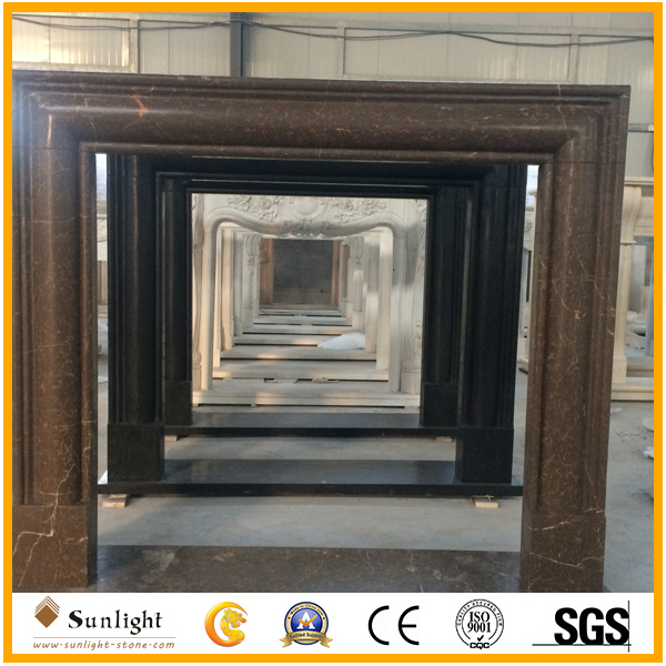 brown marble stone fireplace mantel