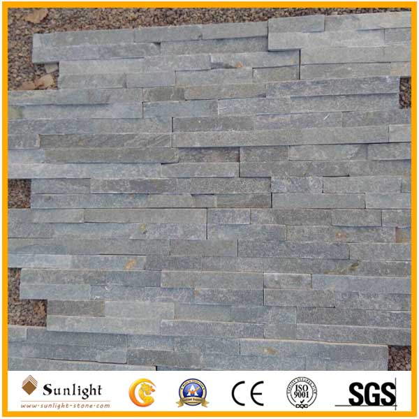 Stacked Grey Slate Ledge Stone with C