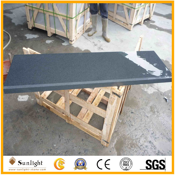 G654 dark grey granite stair on honed