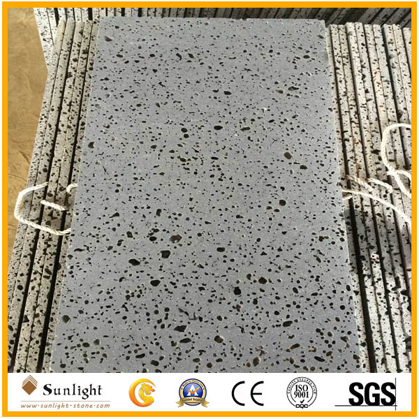 Honed Dark Grey/Black Basalt with Hol