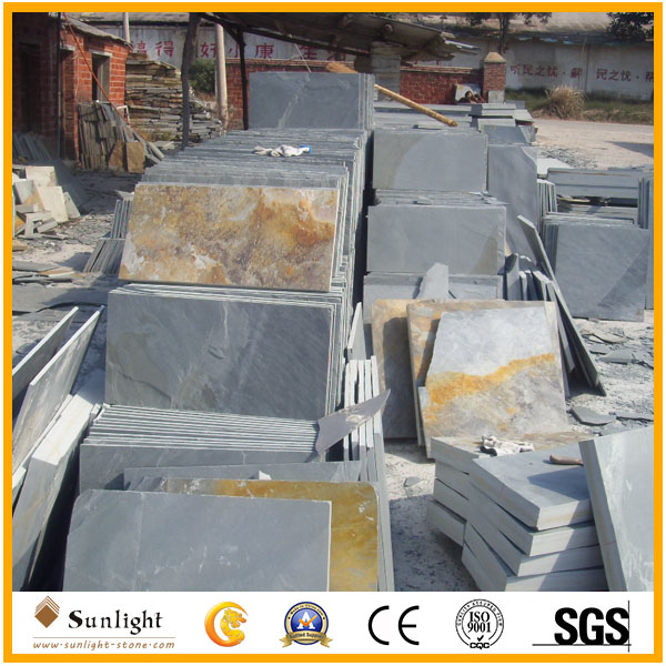 black and rusty slate tiles