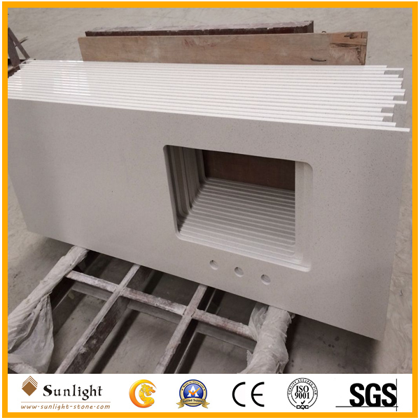 White Quartz Stone Vanity Top Counter