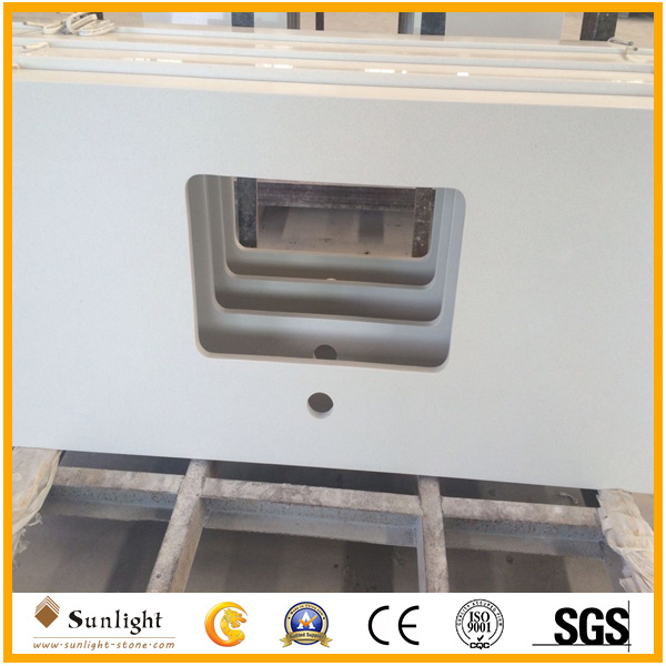 pure white quartz stone kitchen count