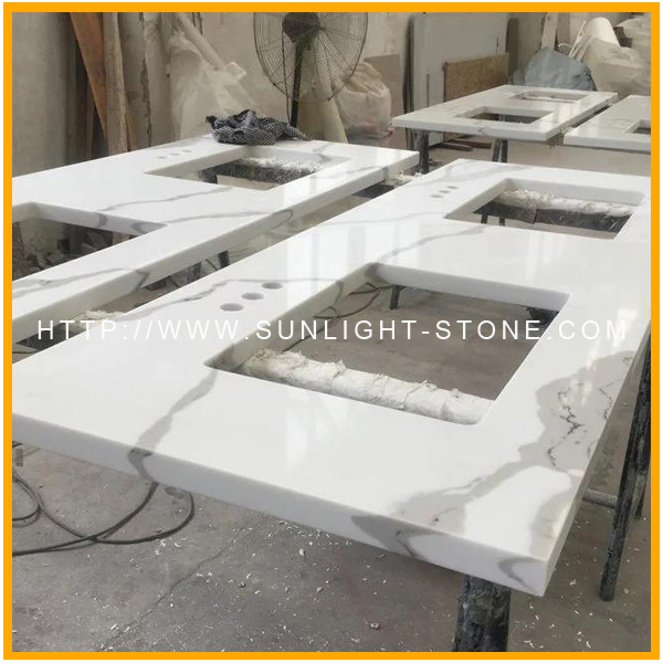 quartz stone calacatta white kitchen 
