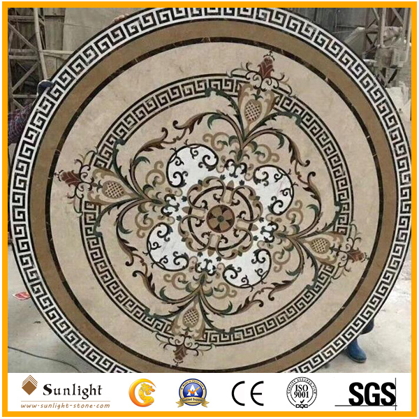 mixed color waterjet marble medalllio