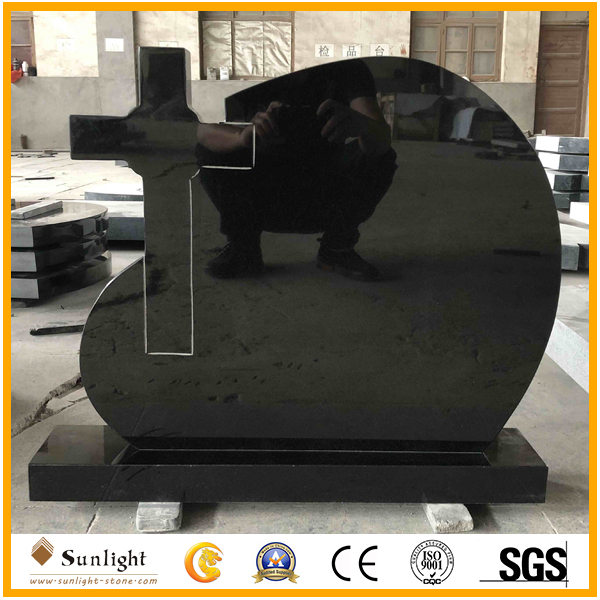 absolute black granite headstone with