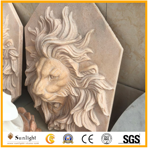pink marble lions carving