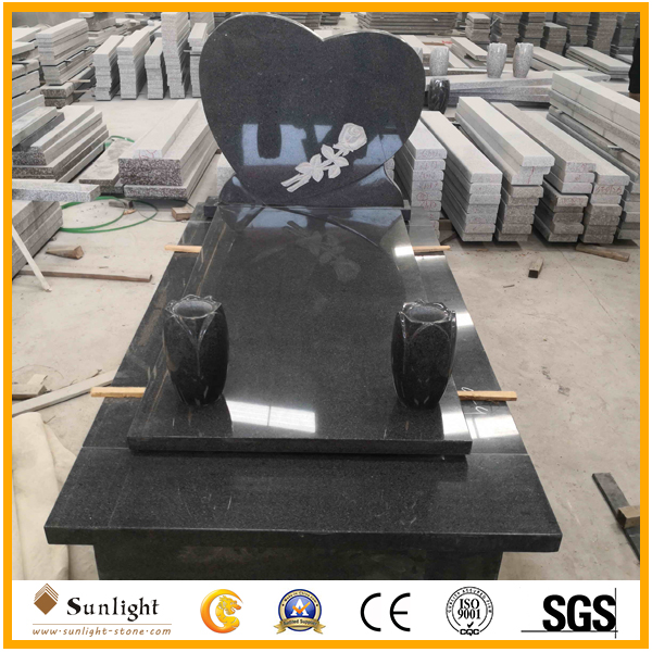 G654 granite heart shape with rose ca