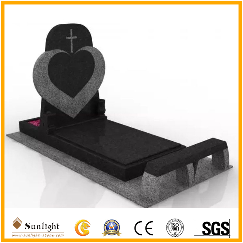 Heart Shape Black Granite Monument Me