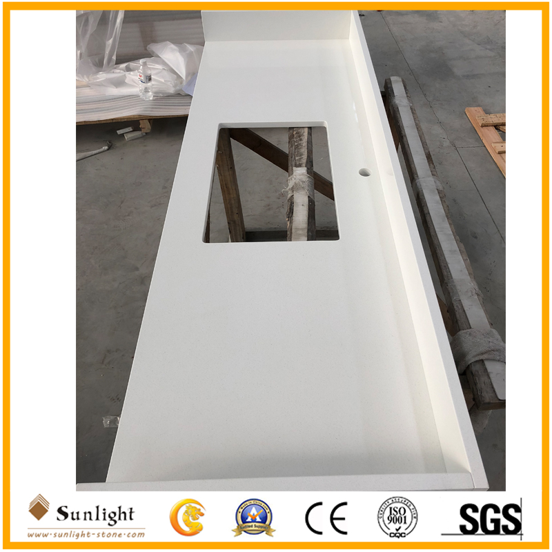Pure White Quartz Kitchen Counter Top