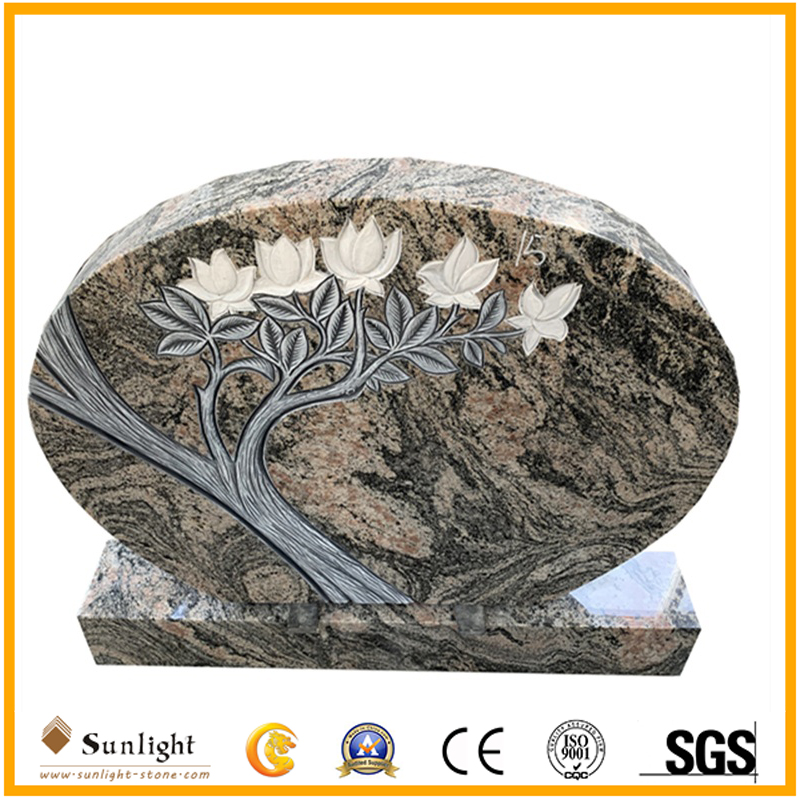 Tombstone with Carved Flower Tree