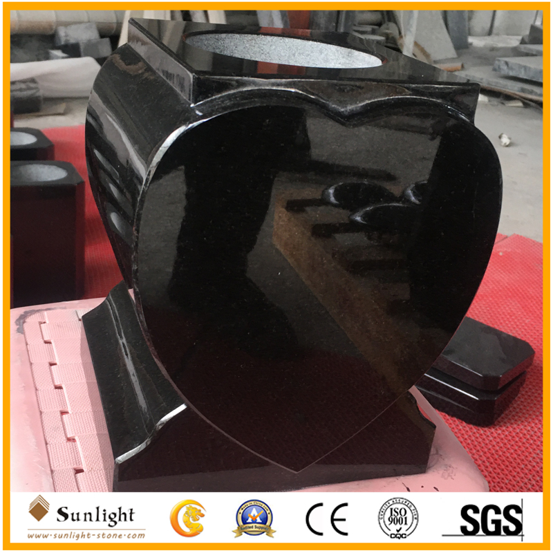 Black Granite Flower Vase for Tombsto